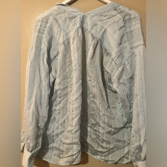 Vince Tonal Stripe V-Neck Blouse Mint drape sheer medium chic boho drape - Picture 6 of 8